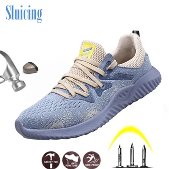 

Mens Light Bottom Safety Shoes Men Deodorant Breathable Steel Toe Cap Anti-perforation Women's Soft Bottom Work Shoes
