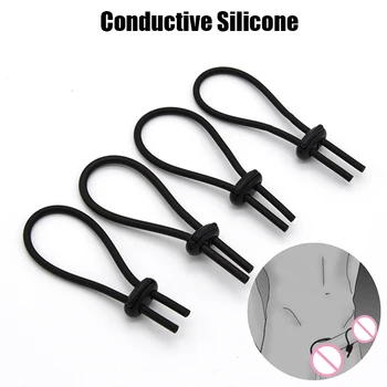 Electric Shock Silicone Loops Cock Ring,Estim Electro Stimulation Penis Extender Men Enlarger Masturbator,BDSM Sex Toys 4