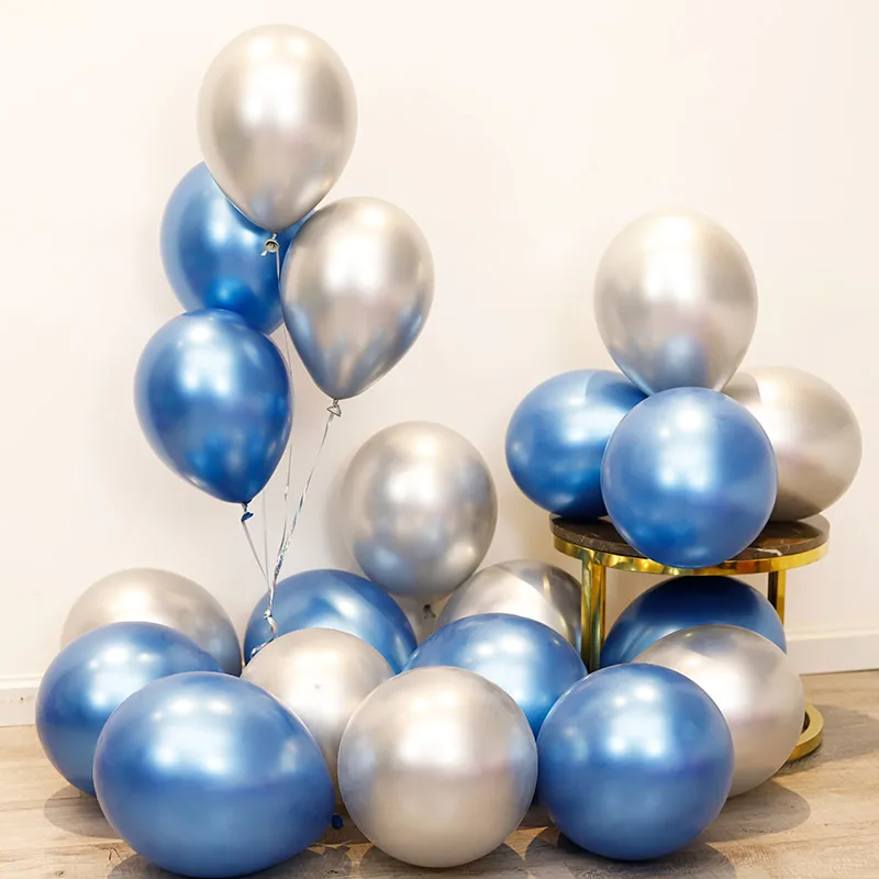 20 шт. металлические латексные шарики с жемчугом для свадьбы, дня рождения, вечеринки для украшения детского душа, украшение для девушки, девичник, вечерние столовые принадлежности - Цвет: silver blue