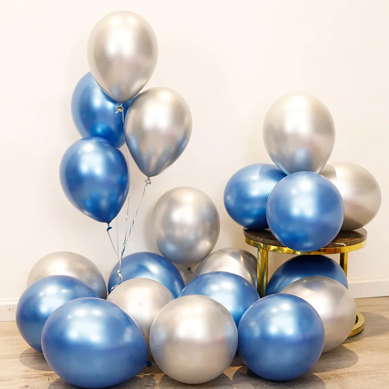 silver blue 20 шт. металлические латексные шарики с жемчугом для свадьбы, дня рождения, вечеринки для украшения детского душа, украшение для девушки, девичник, вечерние столовые принадлежности - Цвет: silver blue