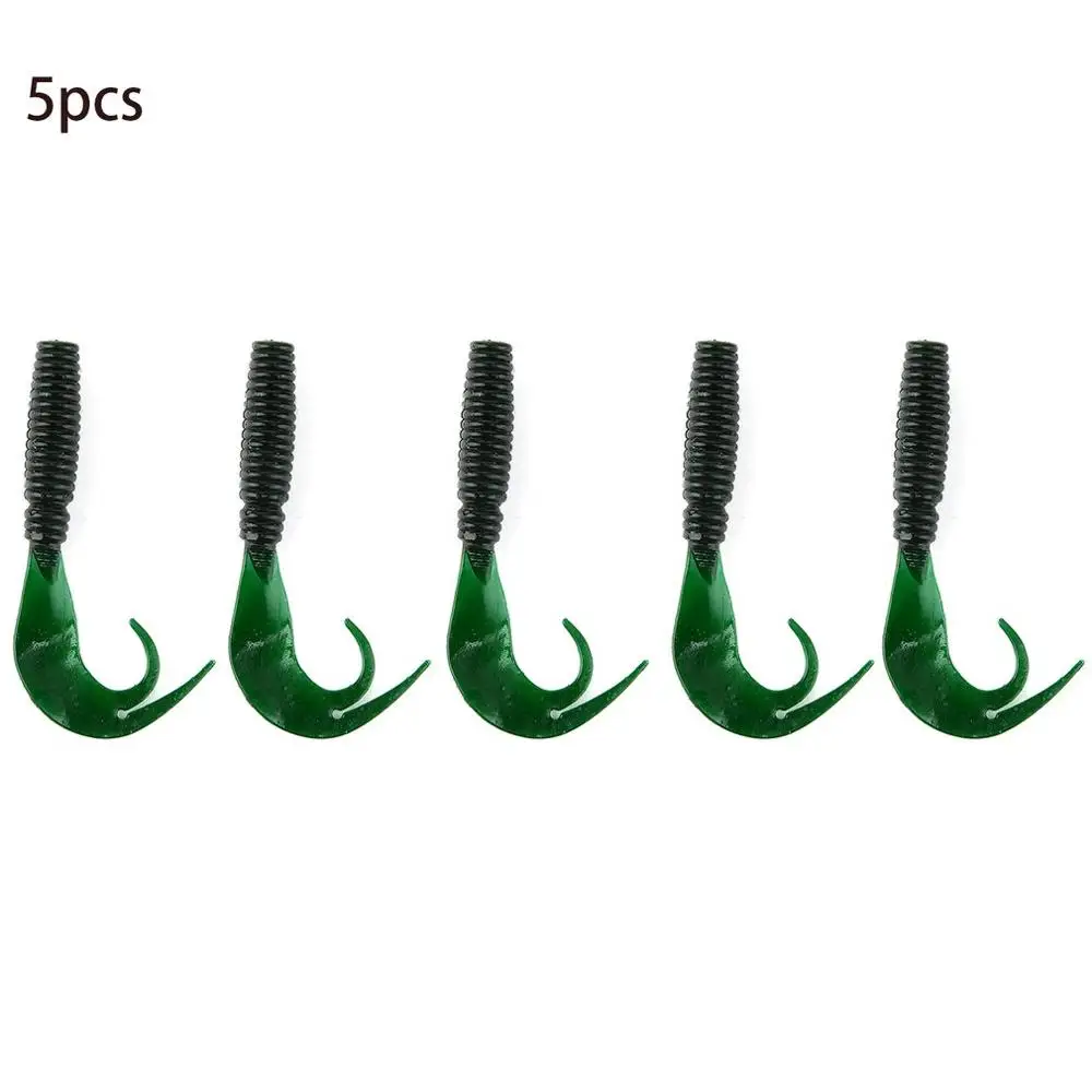 blackish green MNA-014 профессиональный 5 шт./компл. рыболовные приманки 75 мм/3,3g Shoft приманки с витой вилка-задний крючок Форма - Цвет: blackish green