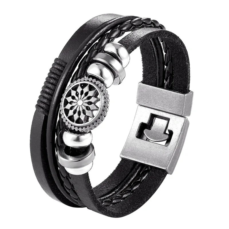 Дизайн, модный Многослойный кожаный браслет для мужчин, винтажные панк-якорь, браслеты для женщин, украшения в морском стиле, предпочтительный подарок - Окраска металла: TZ-311