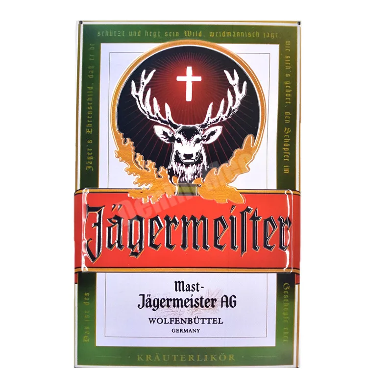 E Jagermeister винтажная металлическая жестяная вывеска, украшение для паба, бара, олень, пивная рекламная тарелка, ликер, пивная настенная наклейка, домашний декор, N276 - Цвет: E