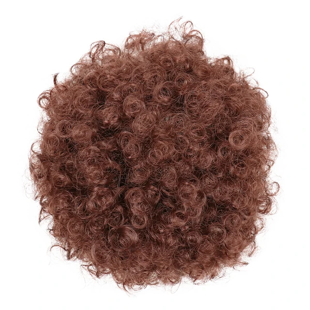 2PCS Short Afro Hair Bun Puff Synthetic Kinky Curly Chignon Hairpiece For Women Drawstring Ponytail Updo Hair Extensions Q9 33