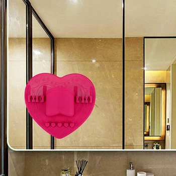 

Silicone Cosmetic Bathroom Suction Cup Makeup Brushes Storage Rack Multi Function Wall Hanger Removable Pad No Drilling Drying