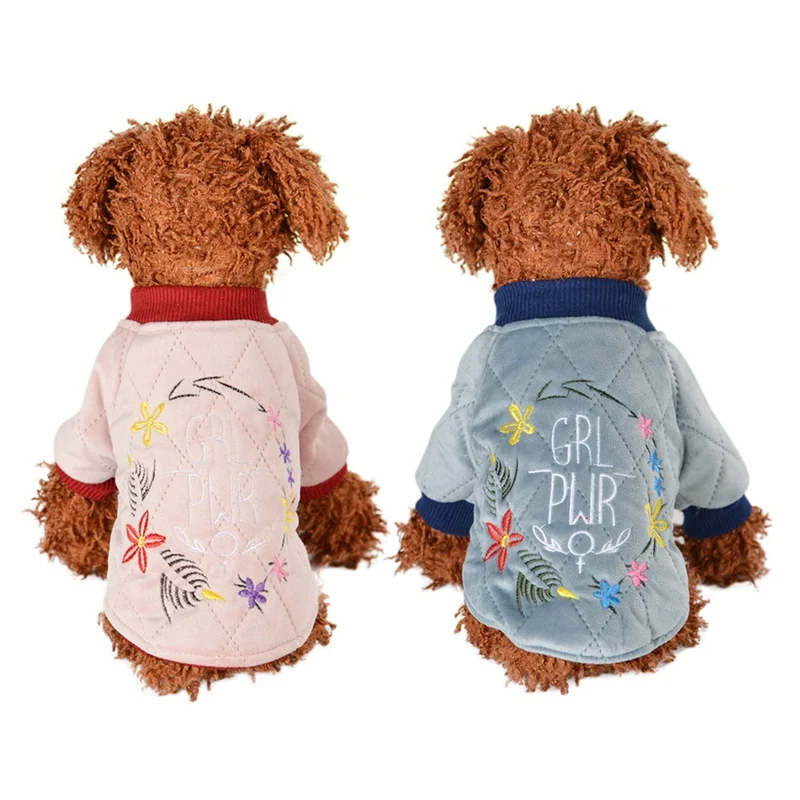 Осенне-зимний свитер для собак, пальто для собак с вышивкой, мягкая Толстая теплая одежда для собак, зимняя одежда для домашних животных