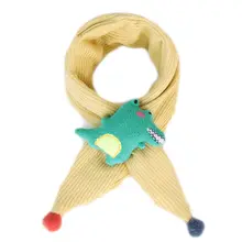 Детский зимний хлопковый стеганый шарф с перекрестным воротником, кольцо на шею с рисунком мыши и динозавра