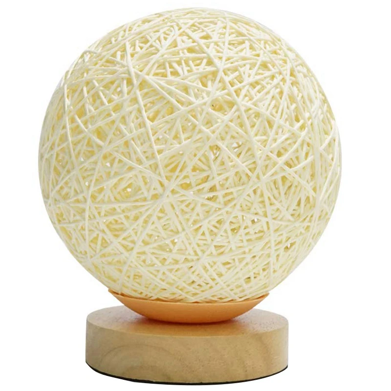

Table Lamp Bedside Lamp Gift For Children Lady Gift Rattan Ball Style Button Bedroom Living Room Girl Boy