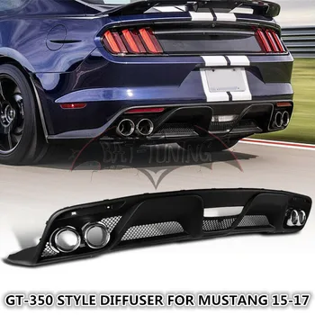 

Shelby GT350 Style Rear Bumper Diffuser For Ford Mustang 2015-2017 GT-350 Direct Fitment With Stainless Steel Muffler Tips