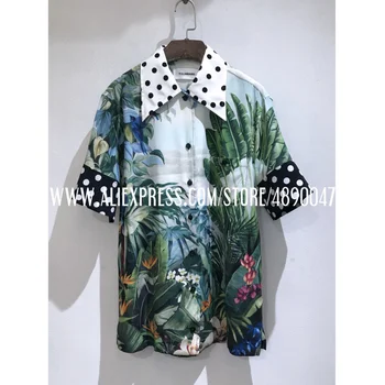 

Retro Printed Floral Top Ladies Casual Short Sleeve Bohemian Top 2020 New Women's jungle print short sleeve silk shirt