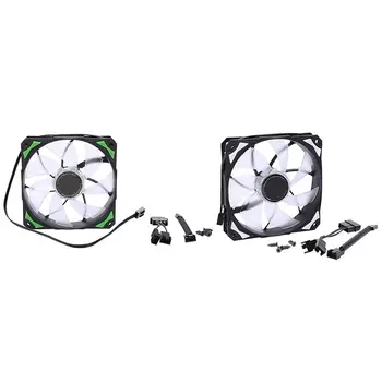 

2x Controller Cooler Pl - 12025 120 mm Led Fans 4 Pin Pwm Control (White&Green)