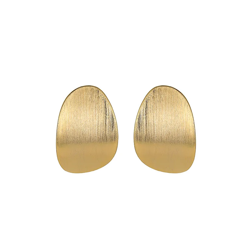 Vintage Glossy Metal Gold Geometric Stud Earrings For  Women Korean Fashion Lady Party Aesthetic Earrings Classic Jewelry Gift