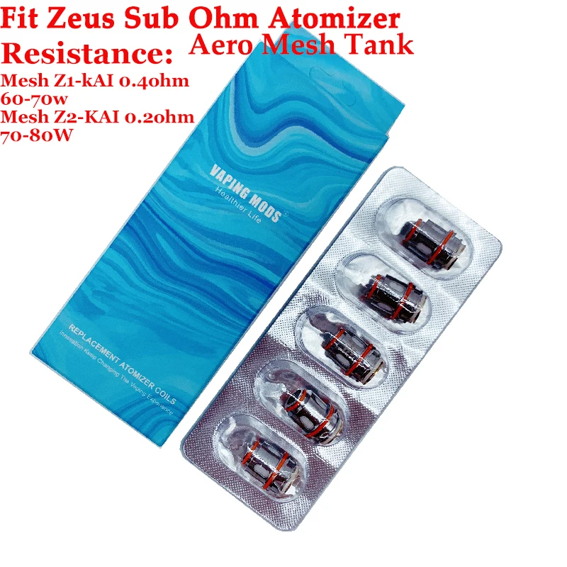 5 шт. сменная катушка Zeus Mesh Z1 0 4 Ом Z2 2 для вейпа подходит к баку Sub Ohm Aegis Legend Kit