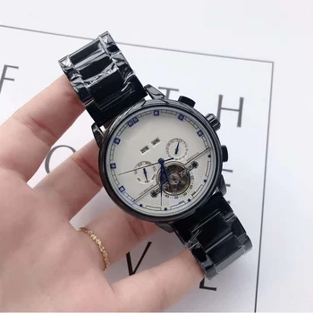 

2020 Skeleton black watch white dial men luxury Automatic self-wind Glass open back 1:1 leather strap AAA quality 24