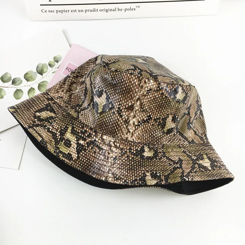 Хлопок змеиный принт с обеих сторон Панама для рыбака шляпа уличная дорожная шляпа шляпы от солнца для мужчин и женщин