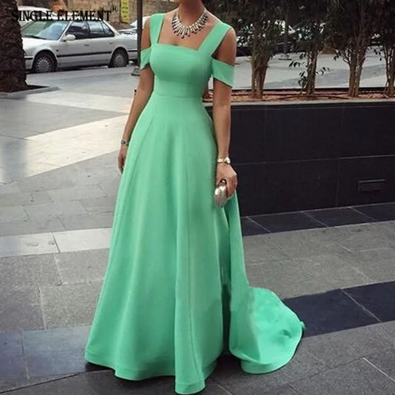 

SINGLE ELEMENT Sexy Green Off Shoulder New Arrival Prom Dresses
