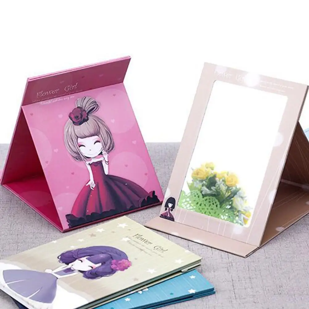 

Hot Portable Cute Cartoon Design Folding Travel Paper Desktop Makeup Cosmetic Mirror