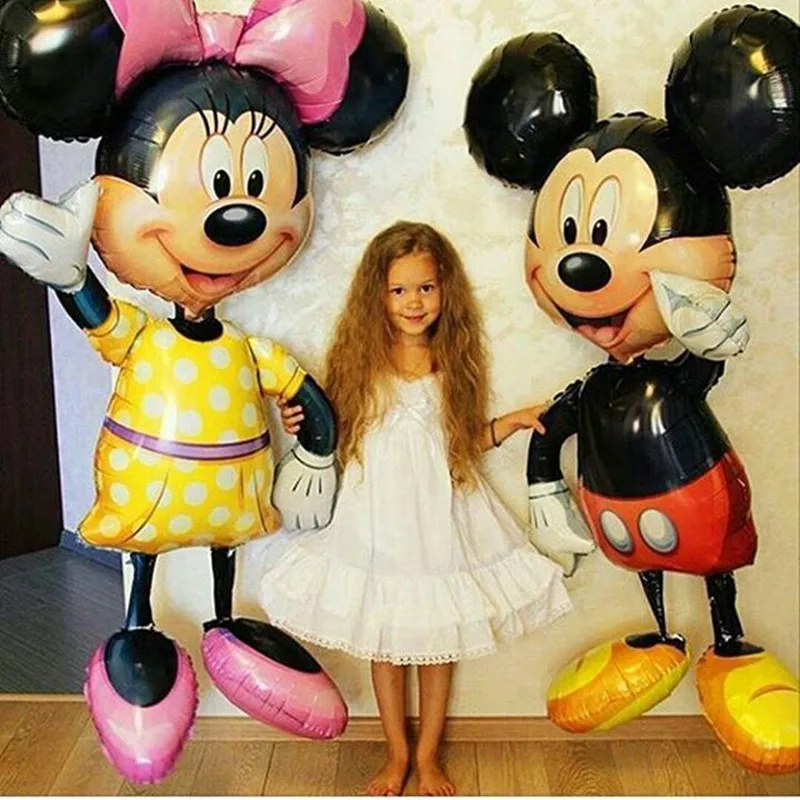 112cm Giant Mickey Minnie Mouse Balloon Cartoon Foil Birthday Party Balloon Kids Birthday Party Decorations Classic Toys Gift