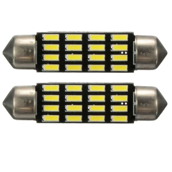 

2x Car Dome Canbus 4014 SMD 16 LED Bulb Light Interior Festoon Lamp 42mm White