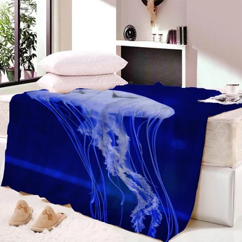 

Jellyfish Blanket Wool Flannel Plush Blanket Bedspread For office Sherpa Blanket Couch Quilt Cover Travel