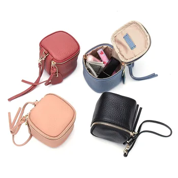 

Genuine Leather Women Wallet Square Purses for Ladies Small Coin Money Bags Brand New Design Mini Card Cash Holder Cosmetic Bag