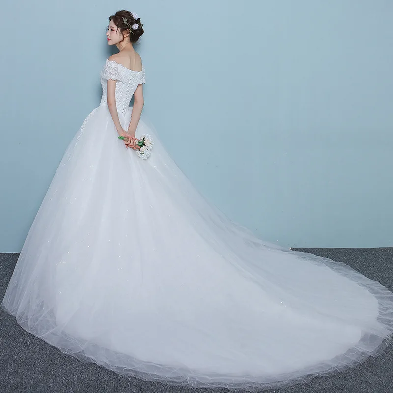 Женское роскошное кружевное свадебное платье с открытыми плечами vestido de noiva/свободное платье/халат de mariee