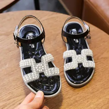 

Kids Rhinestone Beach Sandals Shoes For Girls Butterfly-Knot Sandals Children Summer Hook & Loop Shoes Size 26-36