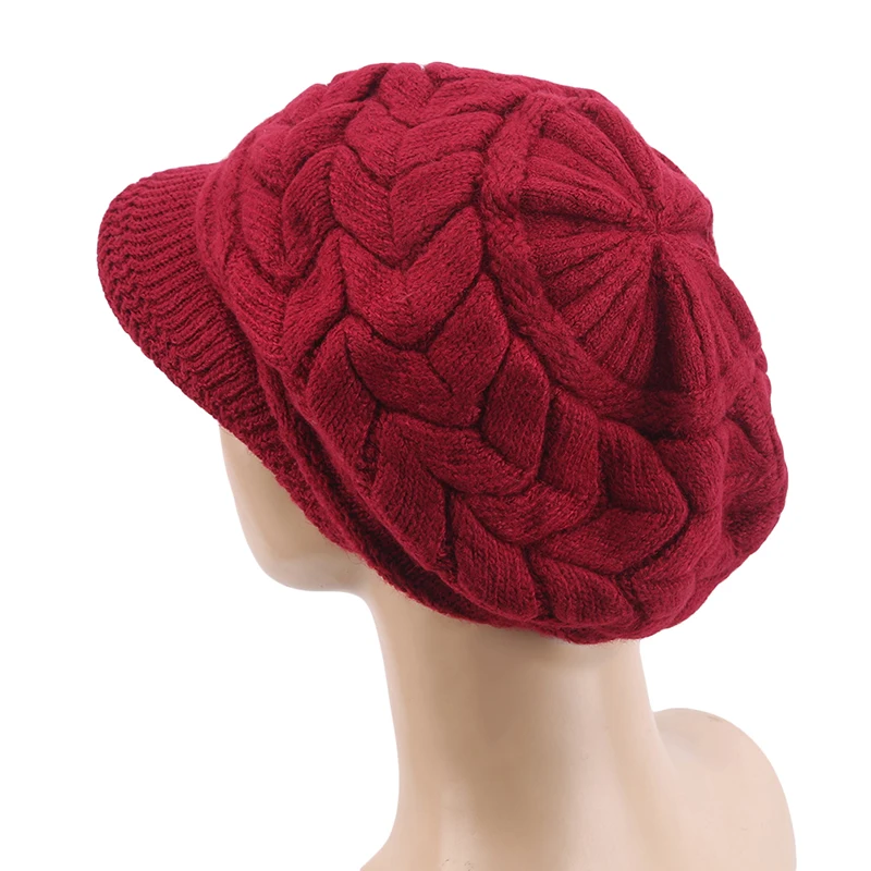 Зимняя женская шапка бини, вязаная шапка Skullies, женские зимние шапки, одноцветная шапка бини, Женская Зимняя кепка