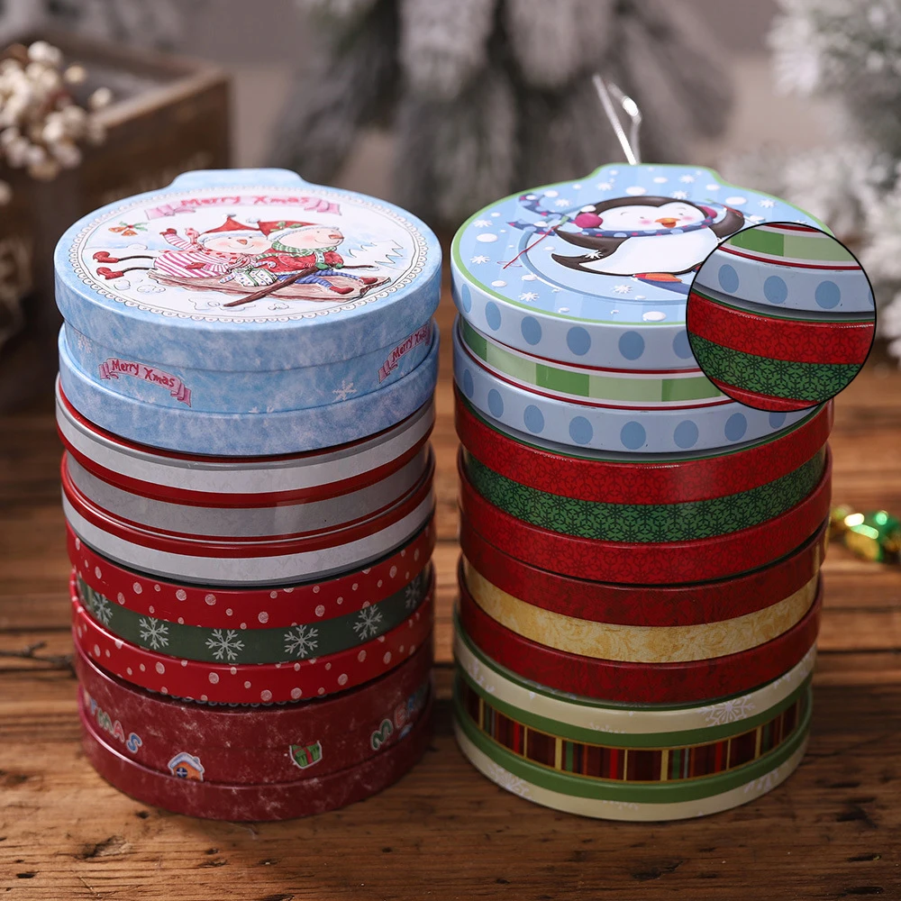 

Colorful Christmas Gifts Metal Box round Mini Tin Box Sealed Jar Packing Boxes Jewelry Candy Small Storage wholesale Drop Ship