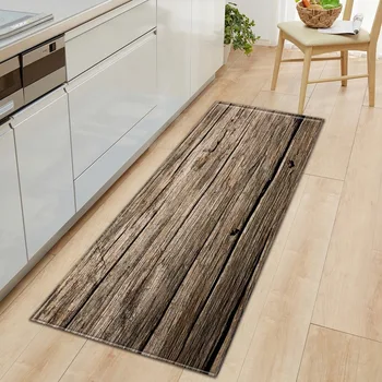 

Square Strip Kitchen Pad Door Mat Absorbent Carpet Simulation Wood Pattern Customization rugs and carpets for home living room
