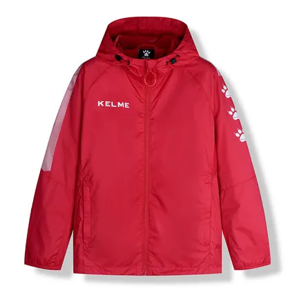 Kelme/детский плащ для занятий спортом на открытом воздухе, тренировок, футбола, баскетбола, ветрозащитная водонепроницаемая куртка с капюшоном, весна-осень 3883211 - Цвет: Red