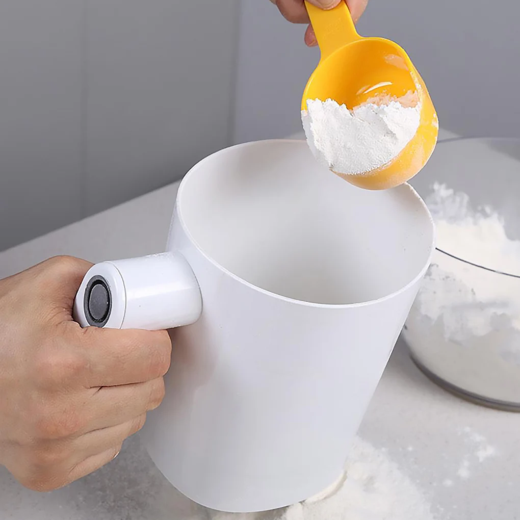 

1 Liter Electric Flour Sieve Icing Sugar Powder Handheld Stainless Steel Flour Screen Cup Shaped Sifter Kitchen Pastry Cake Tool