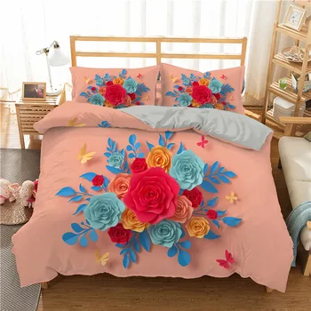 

Modern Flower 3D Duvet Cover Set Boho Bedding Set For Adults Bedclothes 2/3pcs Double Queen King Twin Size Bed Set
