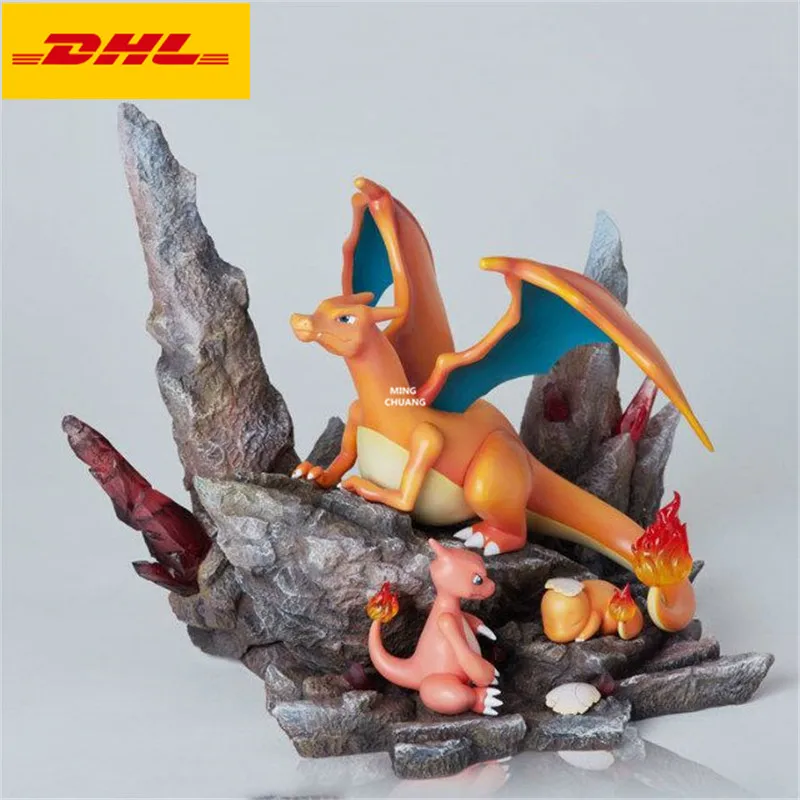 

9" Anime Simulation Animal Statue Charizard Bust Charmander Full-Length Portrait Charmeleon GK Action Figure Toy BOX 23CM V657