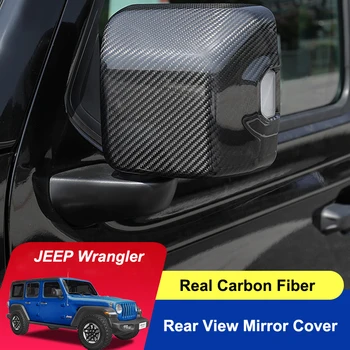 

QHCP Rear View Mirror Cover Cap Side Door Mirror Protection Shell Real Carbon Fiber Car Accessory For Jeep Wrangler JL 2018-2019