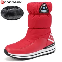 MoonMeek/Большие размеры 33-43; новые теплые зимние ботинки на пуху; женские ботинки на платформе с легкой подошвой; женская зимняя обувь; женские ботильоны из хлопка