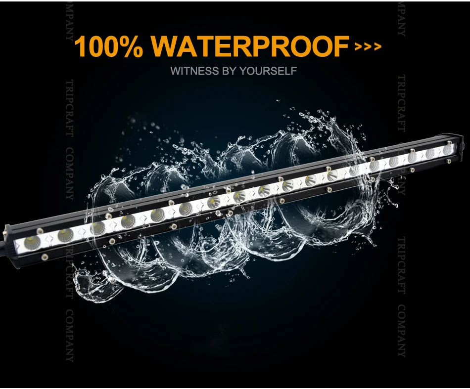 Tripcraft Single Row Super Slim LED Light Bar 7" 13" 20" 25" 32" 38'' Inch LED Work Light Bar 90W 120W 150W 180W OffRoad 12V 24V