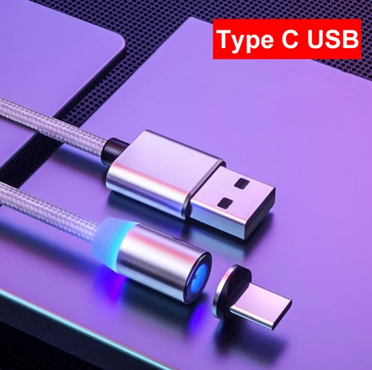 Магнитный кабель Олаф 1 м, Micro usb кабель для samsung S9 S10, usb type-C кабель для iPhone X 8 7 11 Pro, USB C, Магнитный зарядный кабель - Цвет: for type-c silver