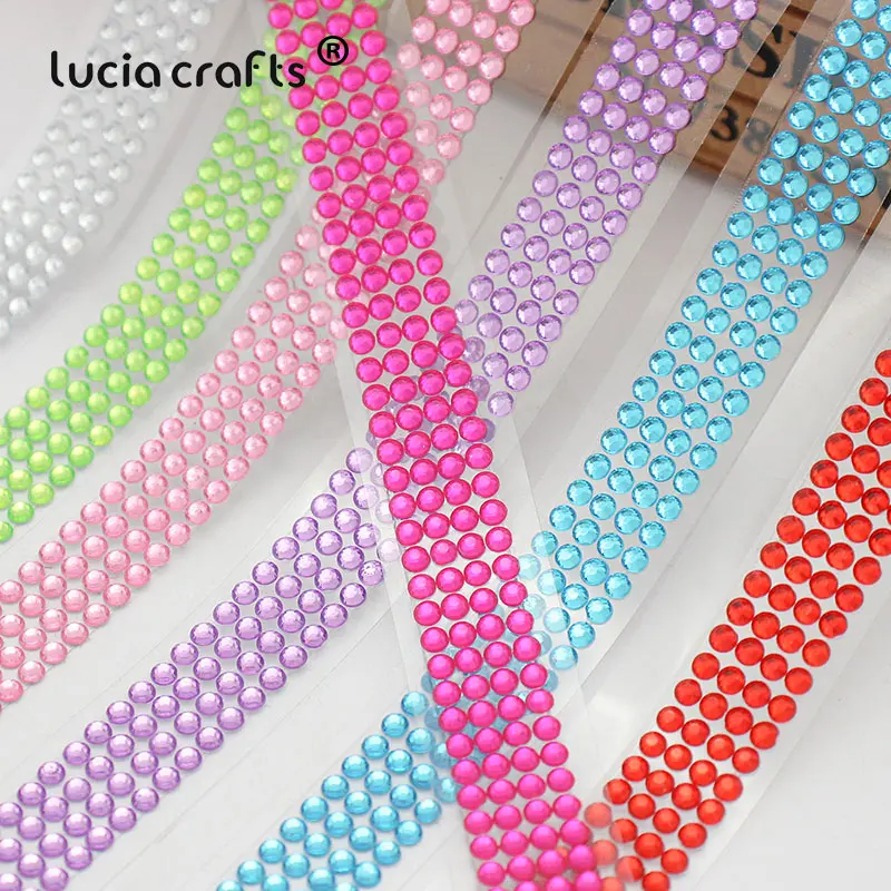 Lucia crafts 18 мм* 50 см красочные акриловые стразы самоклеющиеся ленты пояс Скрапбукинг Материал 1 шт I1011