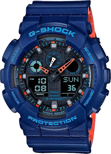 Японские наручные часы Casio G-SHOCK GA-100L-2A с хронографом | Наручные