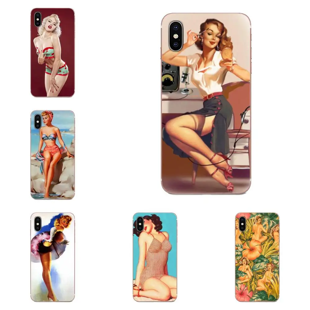 PinUp шпильки для девочек Up Girl TPU персонализированный узор Apple iPhone 4 4S 5 5C 5S SE 6 6S 7 8 11 Plus