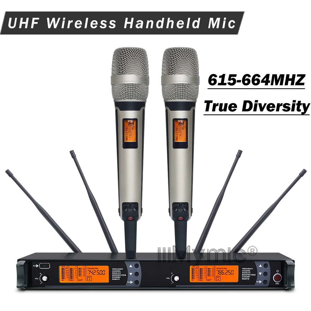 4 антенны для сцены! Профессиональный 9000 UHF беспроводной микрофон караоке система с золотым цветом двойной ручной передатчик