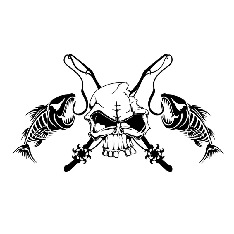 

Car Sticker Fishing Skeleton Fishing Rod Reel Hook Car Sticker Truck Window PVC Funny Sticker 19.7 * 11.1cm