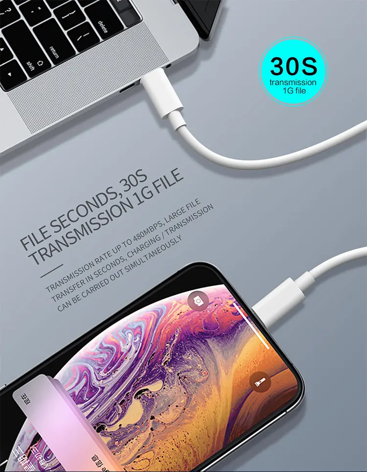 VLAMPO кабель типа C для iPhone 11 Pro XS Max X 8 18 Вт PD быстрое зарядное устройство кабель для передачи данных для Macbook iPad Pro провод