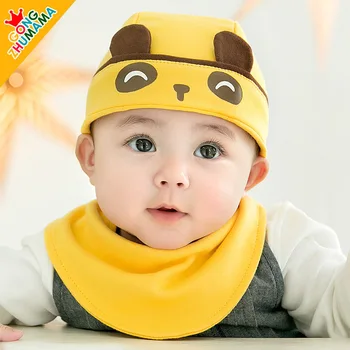 

Autumn Princess Mother Infant Bay Hat Bibs Panda Pirate Hat Triangular Binder Set 5362