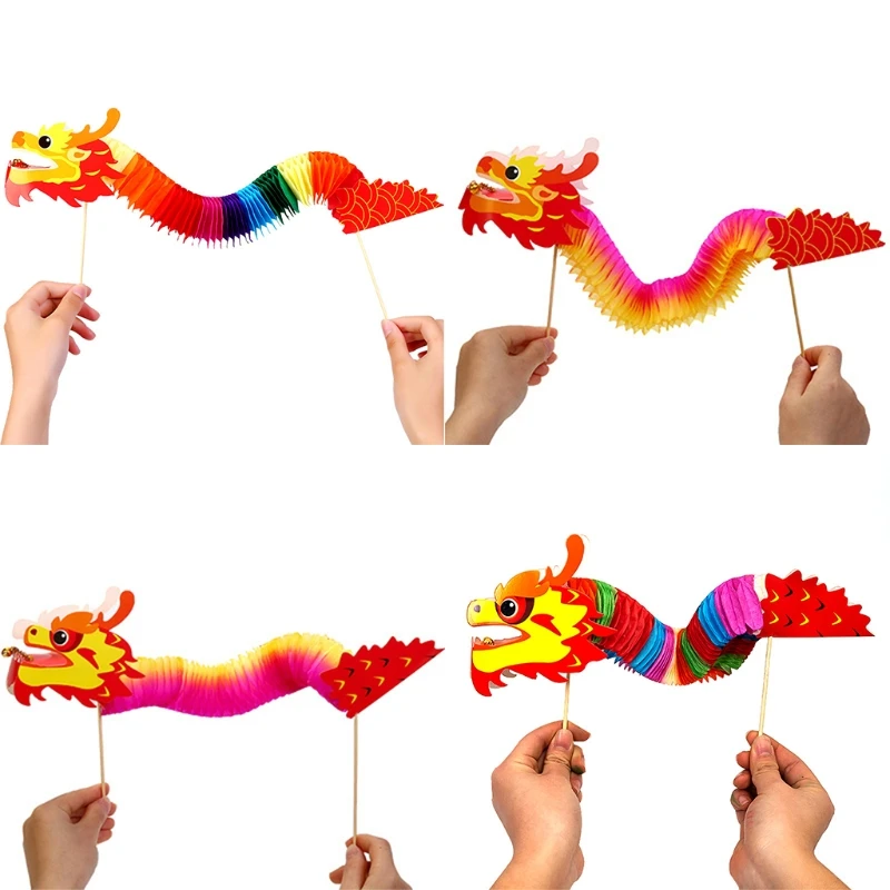 Guirnalda de dragón de Año Nuevo Chino 3D, decoración colgante, artesanía para Festival de Primavera, 4 Uds.