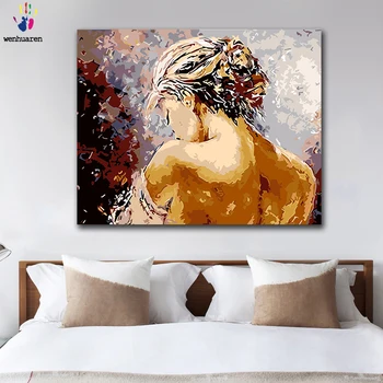 

DIY colorings pictures by numbers with colors Abstract woman back view picture drawing painting by numbers framed Home