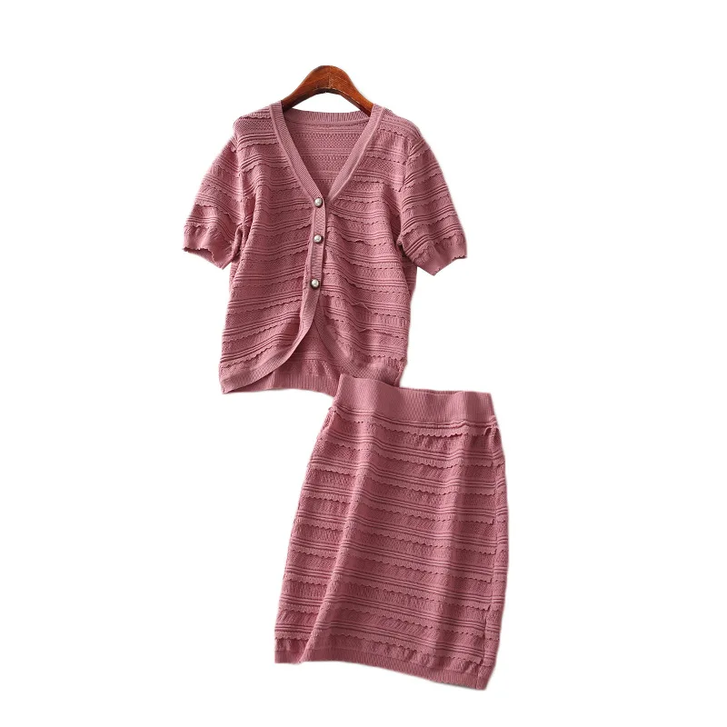 

A Generation of Slim Fit Jacquard Knitted Cardigan Half-length Skirt Two-Piece Women's Entity