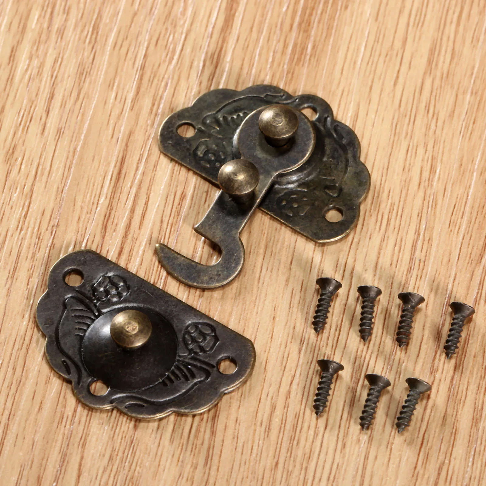 Latch Hasp Hook Clasp Lock Vintage Decorative Metal Buckle 5pcs 44x34mm screws For Box Case Jewelry Toolbox