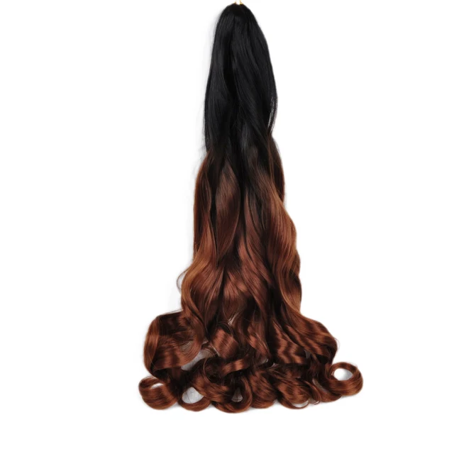 Synthetic 26 Inches Loose Wave Crochet Braids Hair Ombre Spiral Curls Pre Stretched Braiding Hair Extensions For Black Woman #144